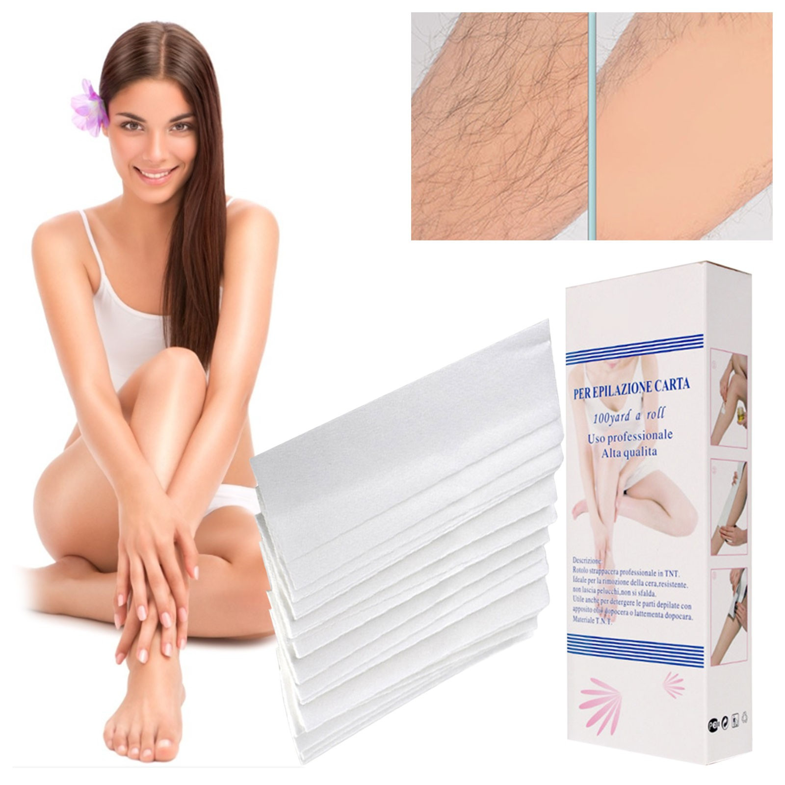 HSMQHJWE European Wax Beads for Hair Removal Nonwoven Waxing Strips 100  Piece Hair Removal Wax Paper Strips For Facial Body Leg Eyebrow Epilating  Depilatory Paper Hair Removal Tool Hard Wax Microwave 